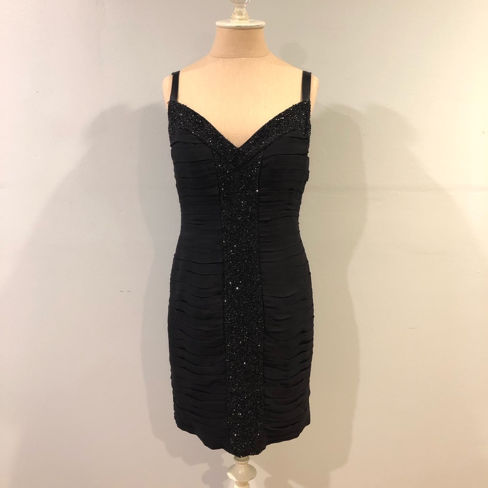 Basix II Black Sequin Party Cocktail Dress